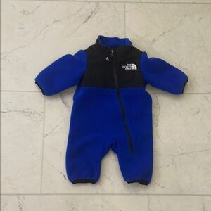 The North Face Blue and Black Fleece One Piece Footies